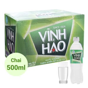 Thùng nước khoáng có ga Vĩnh Hảo 500ml (24 chai)